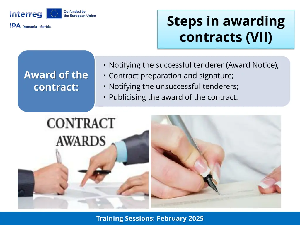 steps in awarding contracts vii