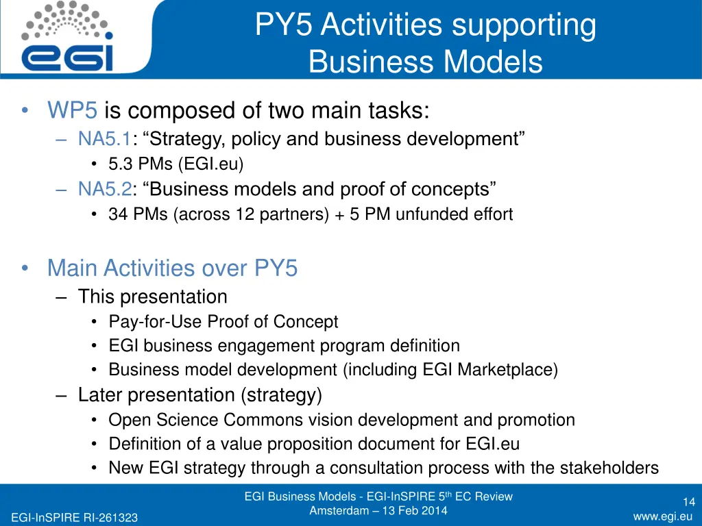 py5 activities supporting business models