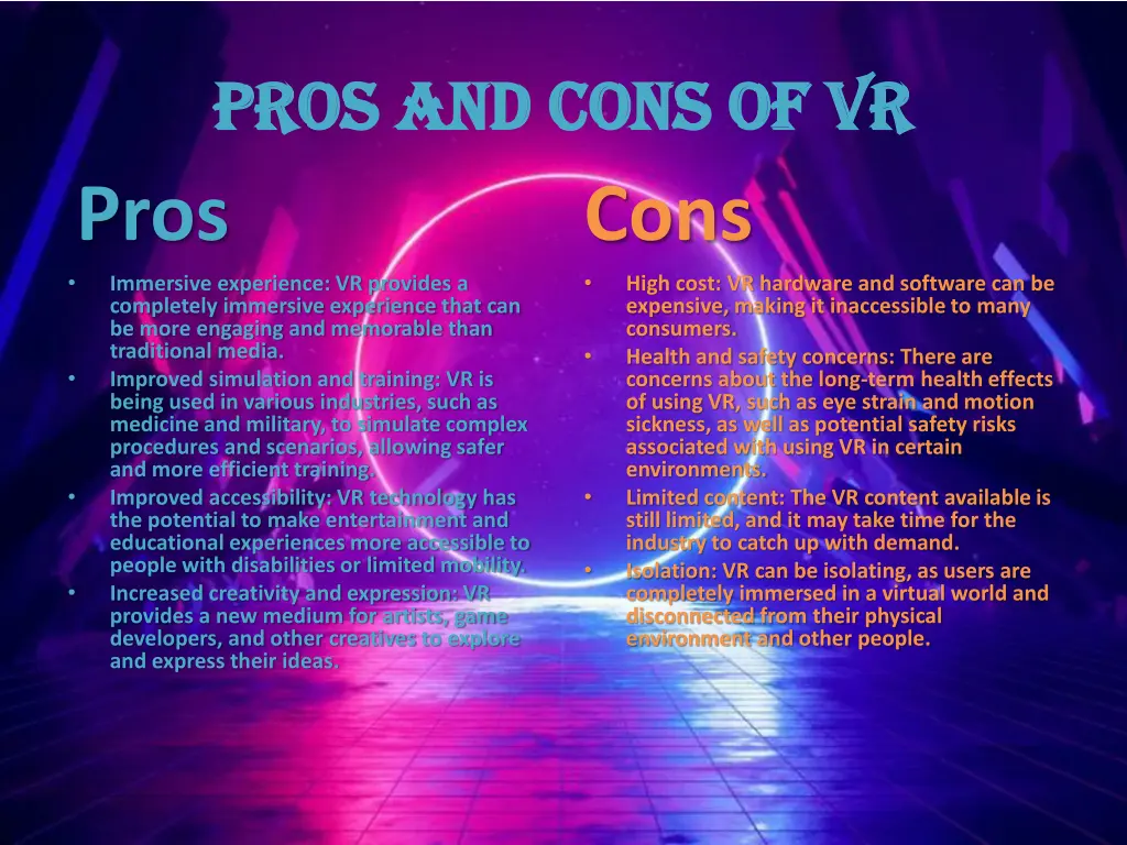 pros and cons of vr pros and cons of vr pros