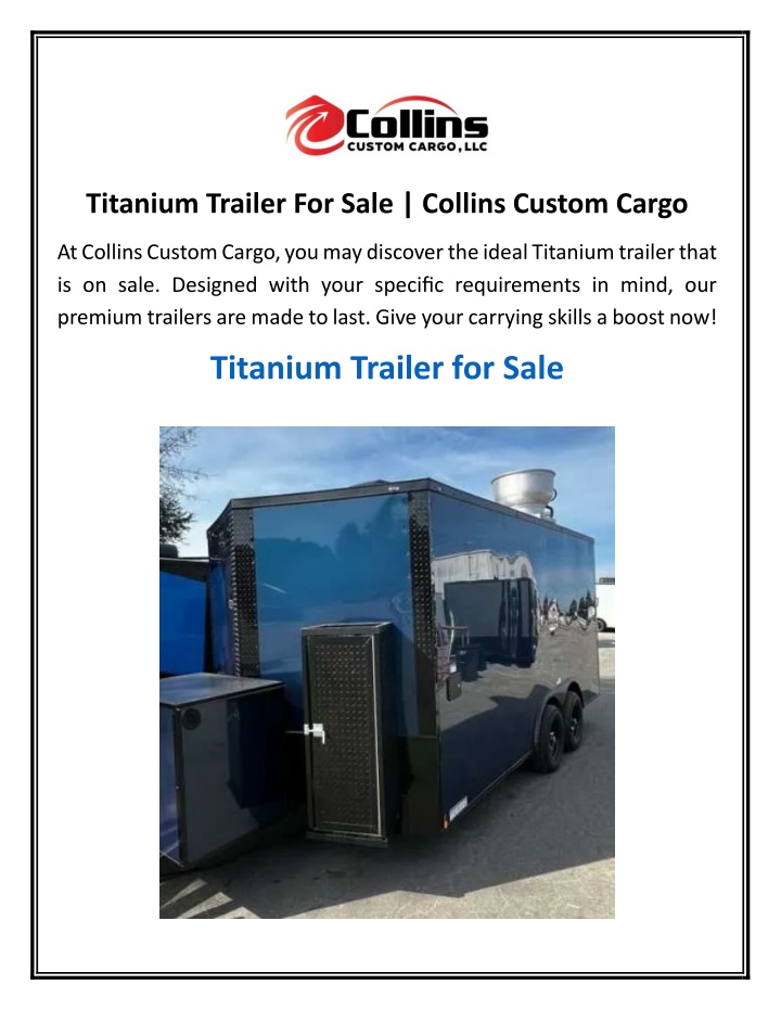 titanium trailer for sale collins custom cargo