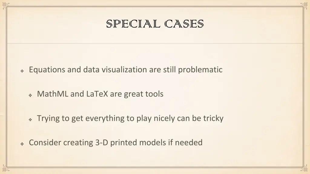 special cases