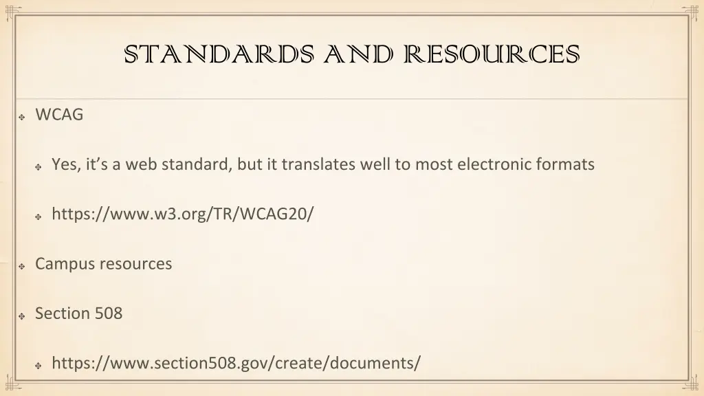 standards and resources