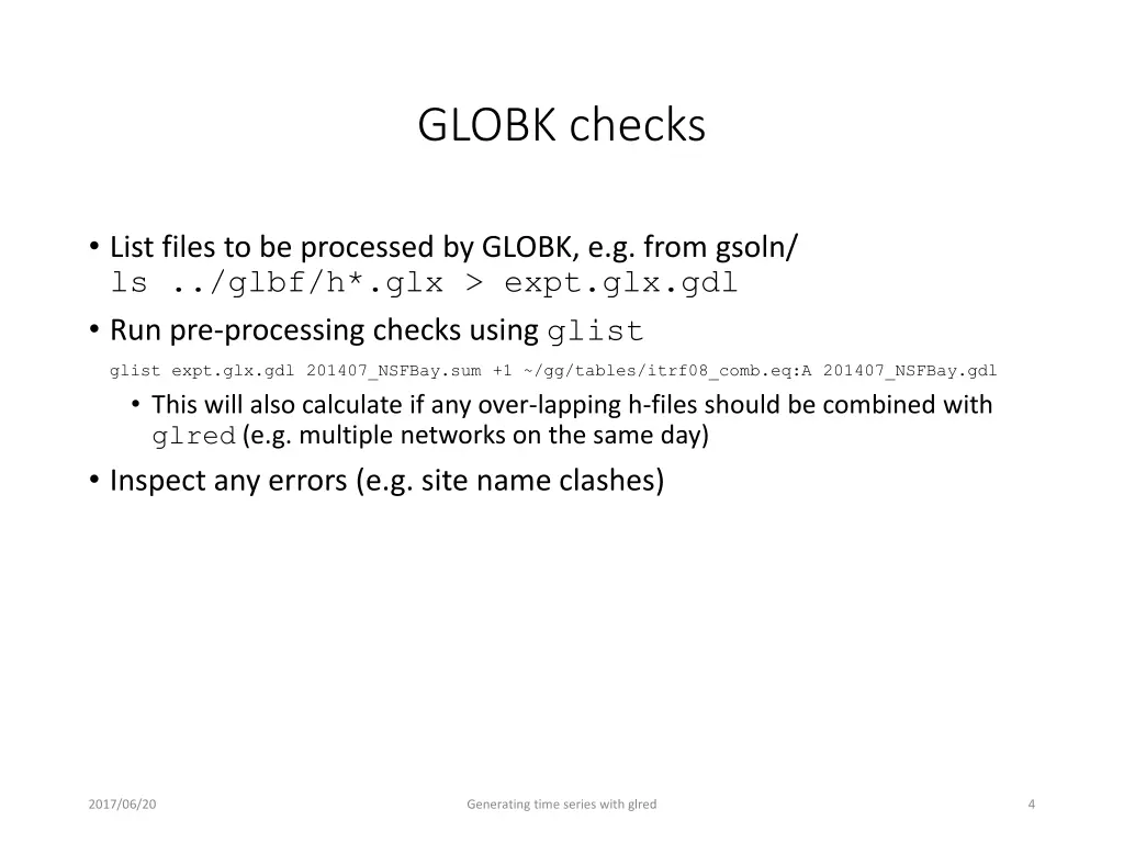 globk checks