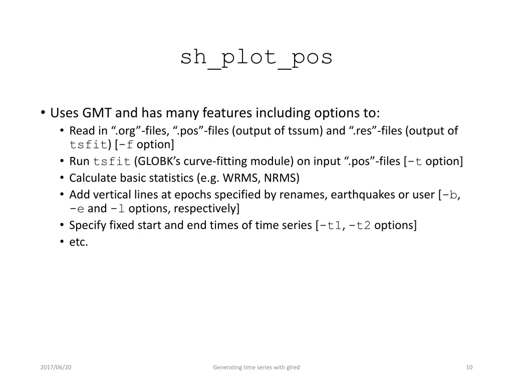 sh plot pos