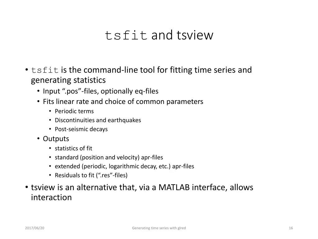 tsfit and tsview