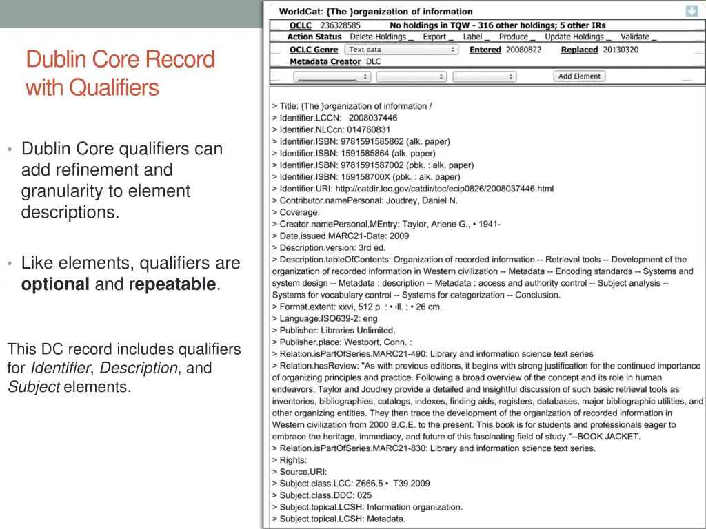 dublin core record with qualifiers