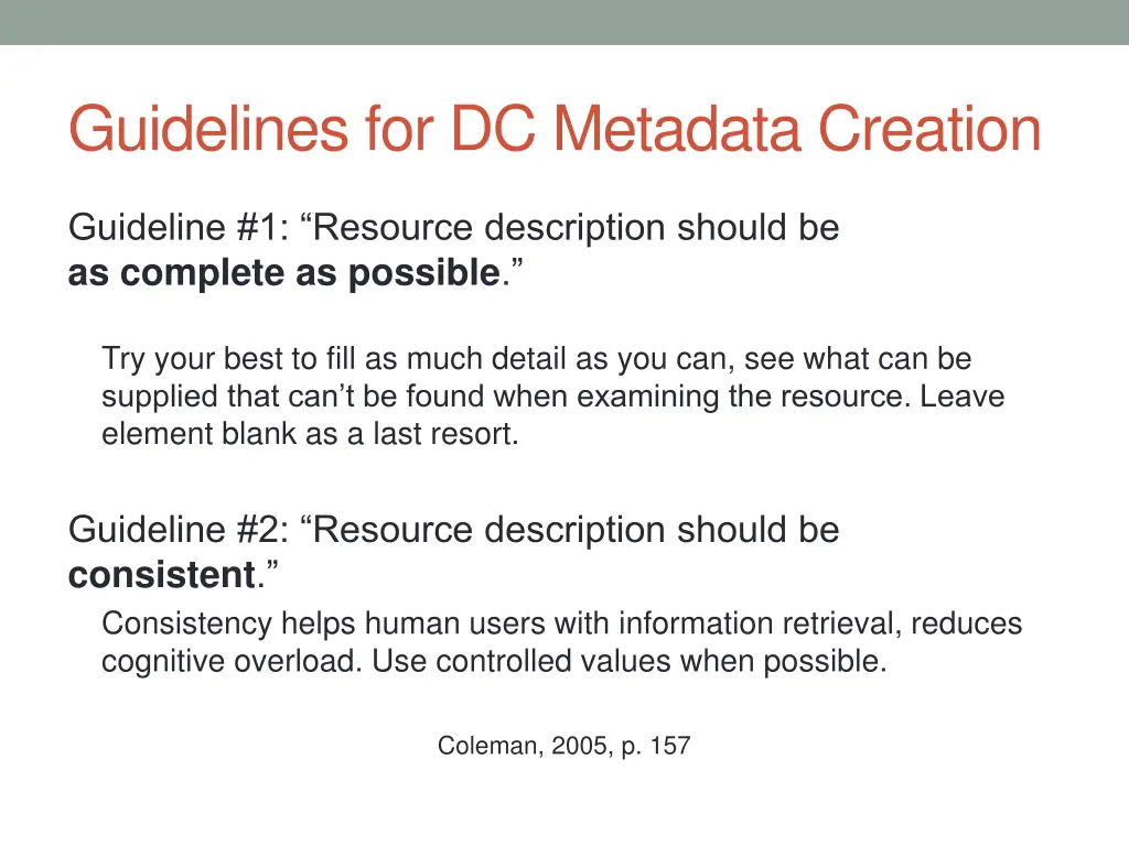 guidelines for dc metadata creation