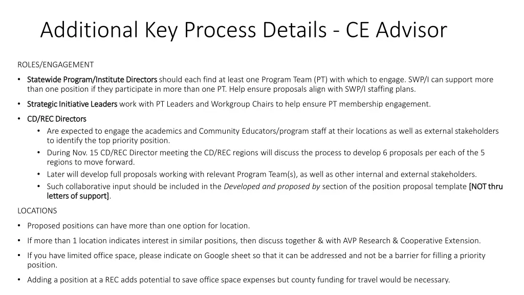 additional key process details ce advisor