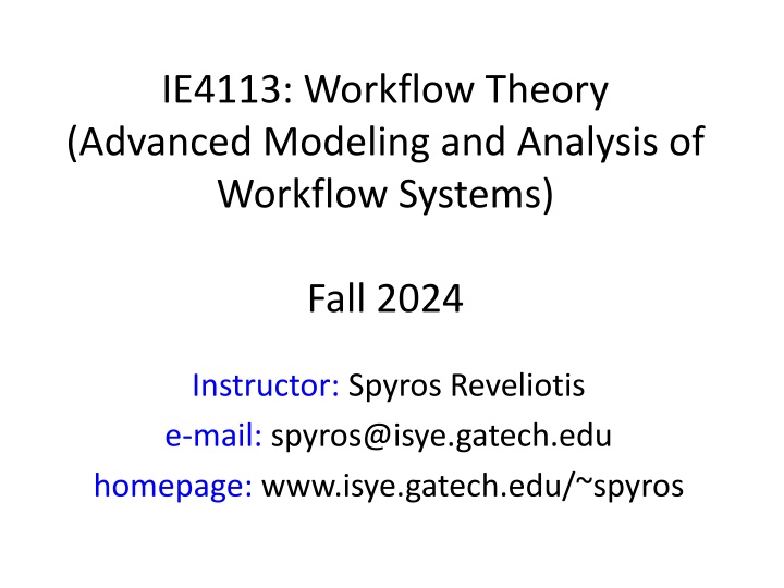 ie4113 workflow theory advanced modeling