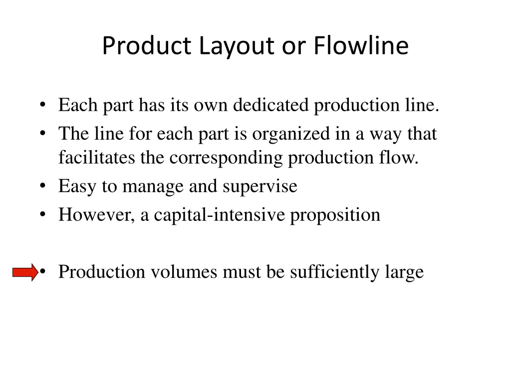 product layout or flowline