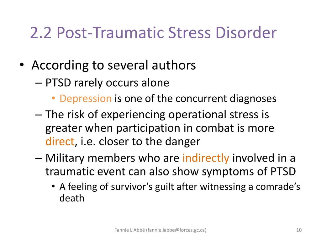 2 2 post traumatic stress disorder 1