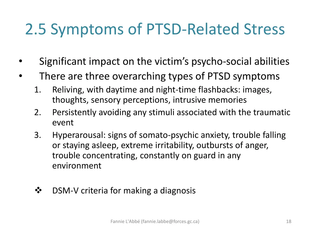 2 5 symptoms of ptsd related stress