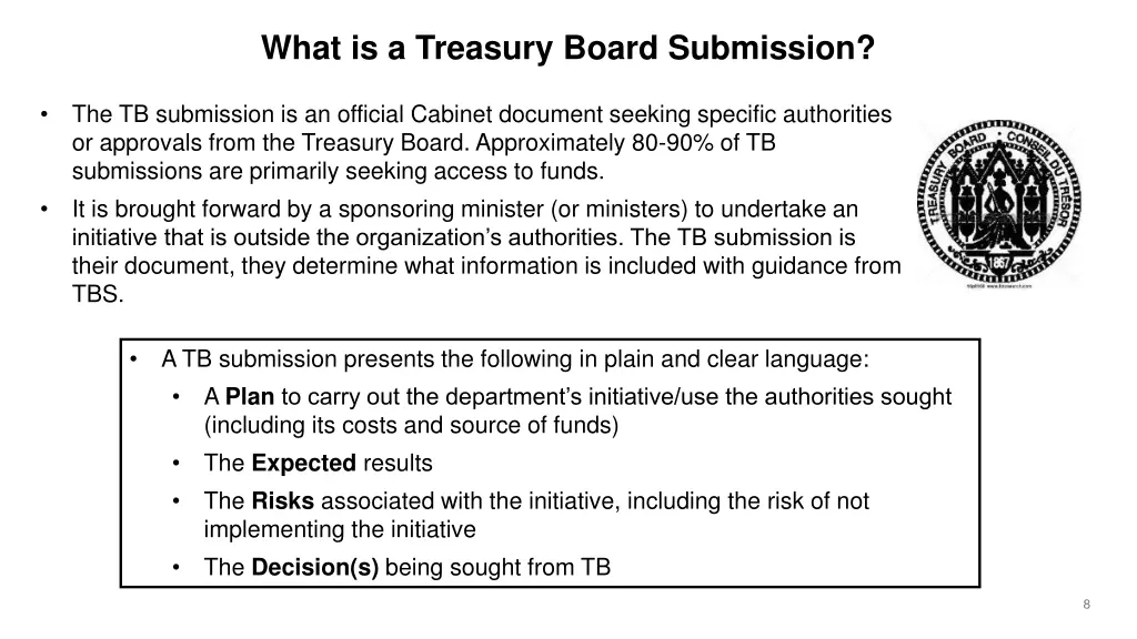 what is a treasury board submission
