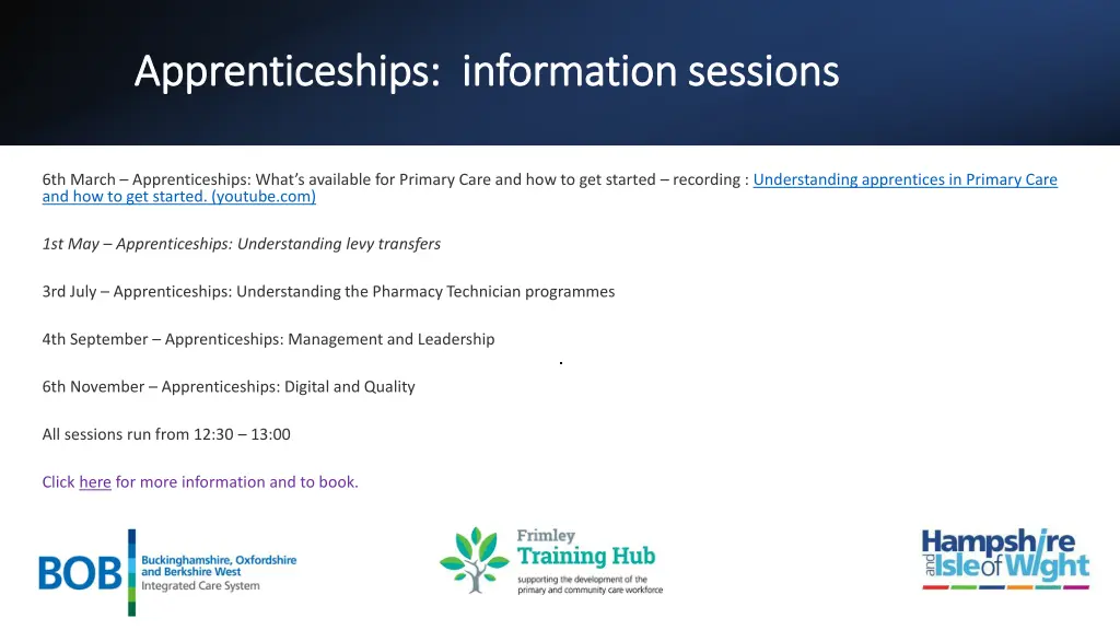 apprenticeships information sessions
