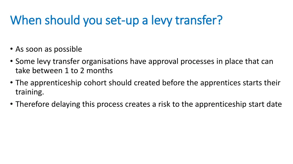 when should you set when should you set up a levy