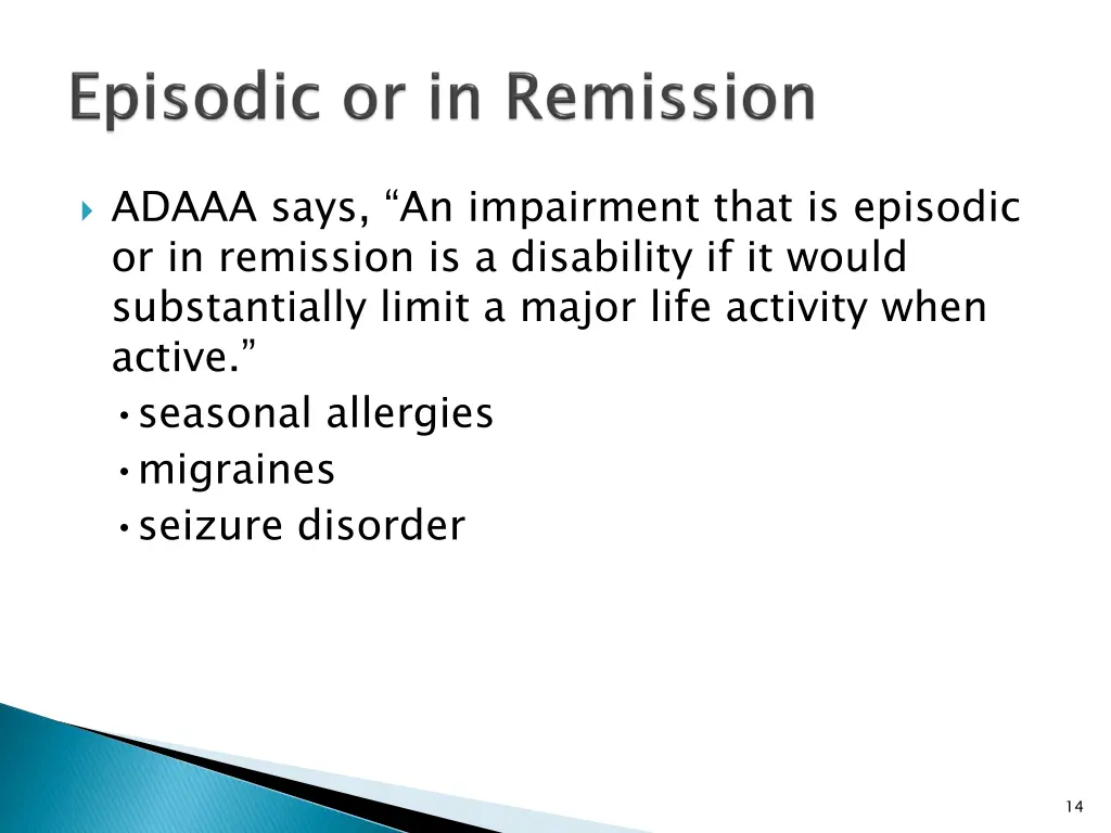 adaaa says an impairment that is episodic
