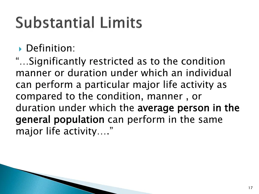 definition significantly restricted