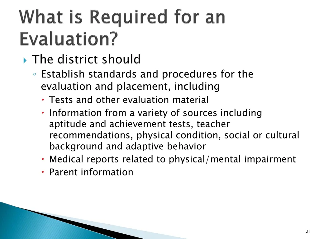 the district should establish standards