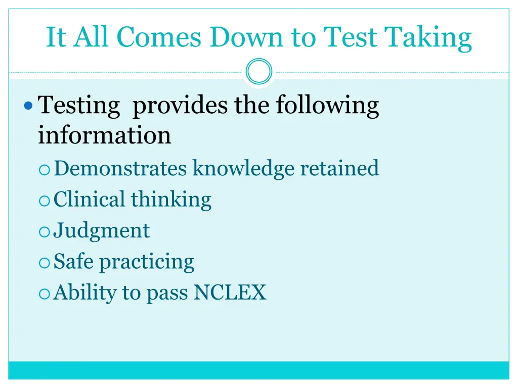 it all comes down to test taking