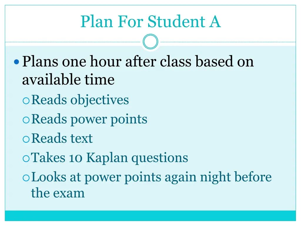 plan for student a