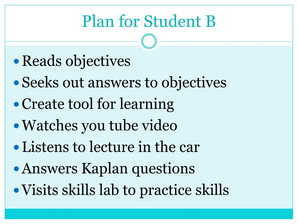plan for student b