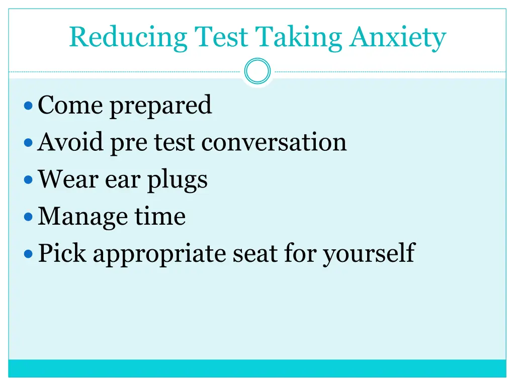 reducing test taking anxiety