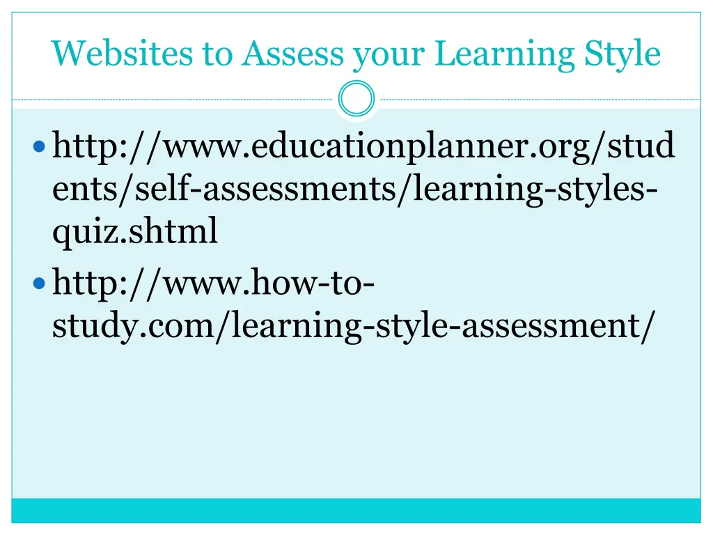 websites to assess your learning style
