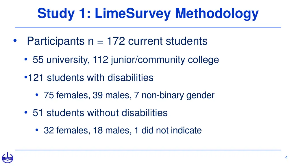 study 1 limesurvey methodology