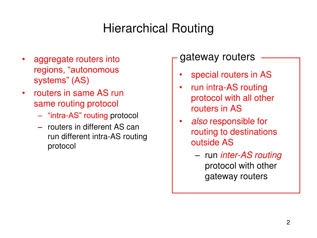 hierarchical routing