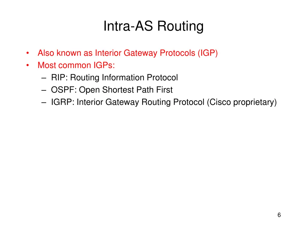 intra as routing