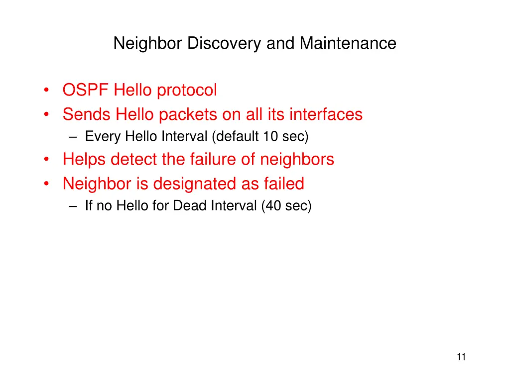 neighbor discovery and maintenance