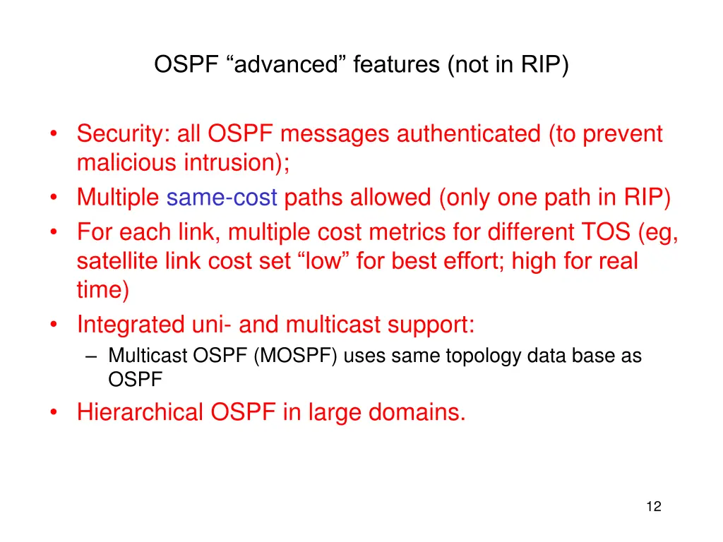 ospf advanced features not in rip