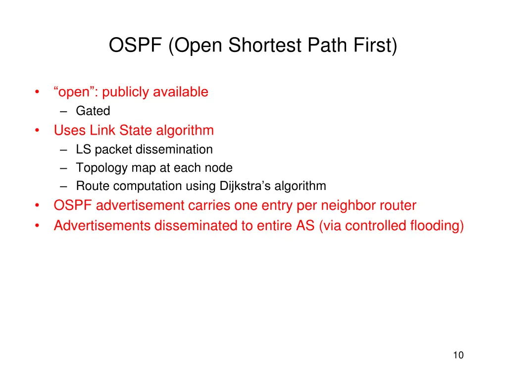 ospf open shortest path first