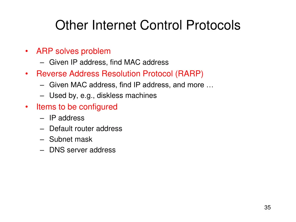 other internet control protocols