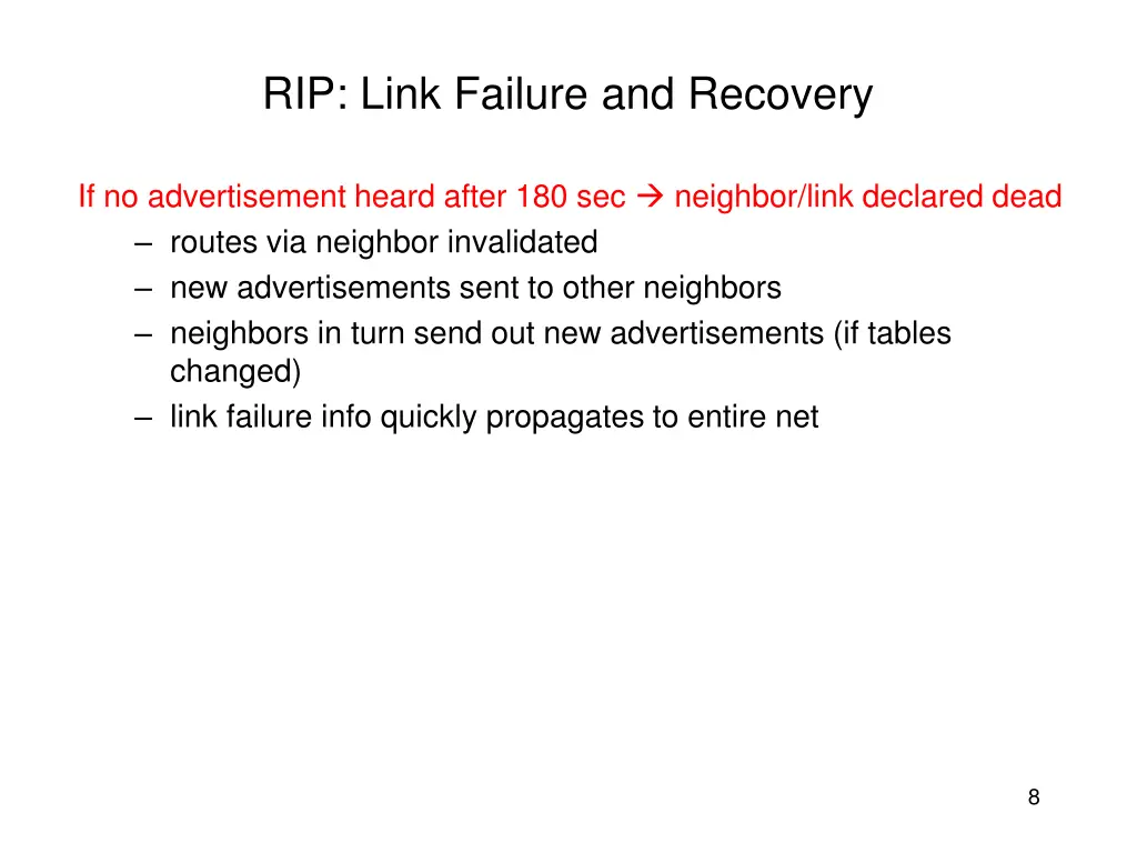 rip link failure and recovery