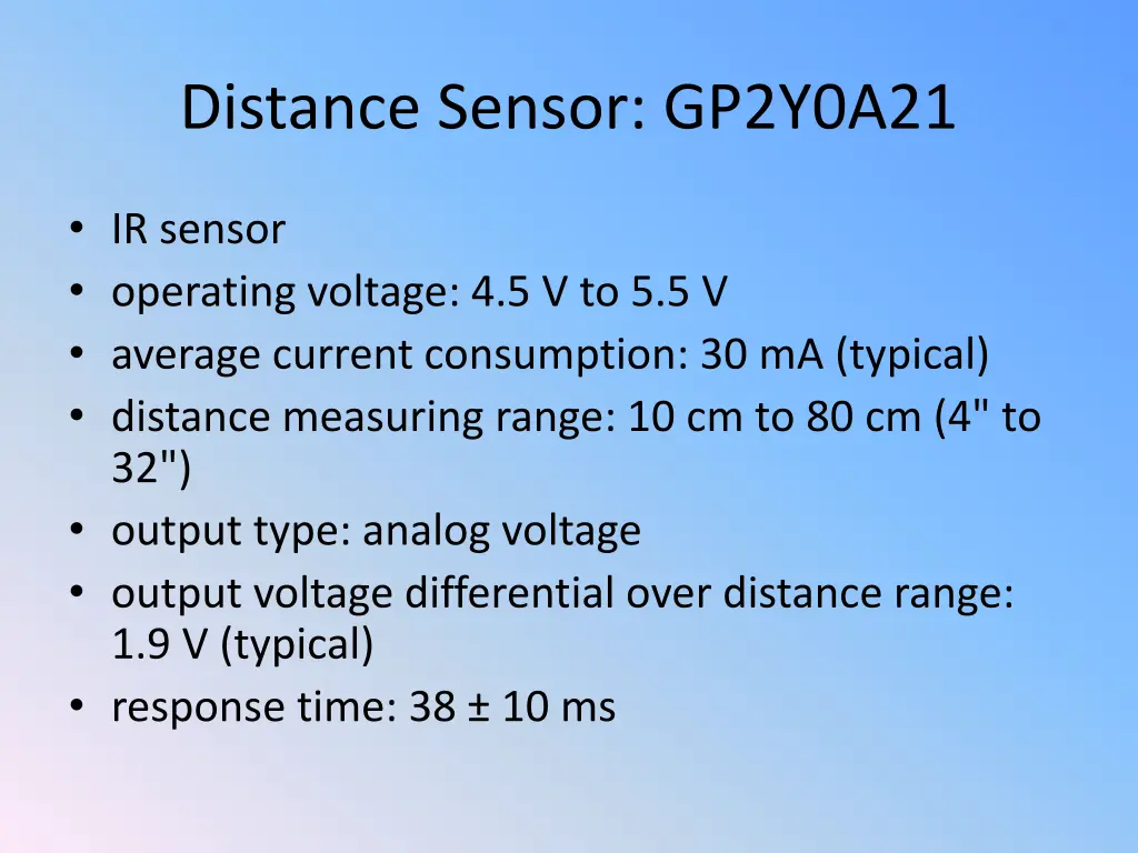 distance sensor gp2y0a21