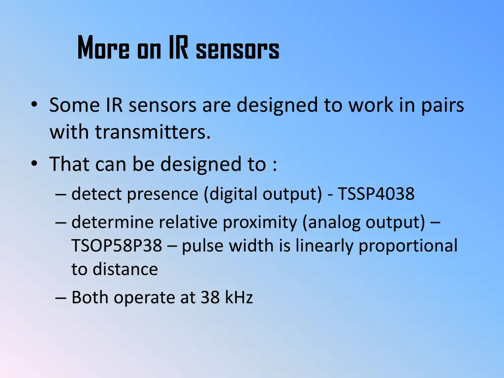 more on ir sensors