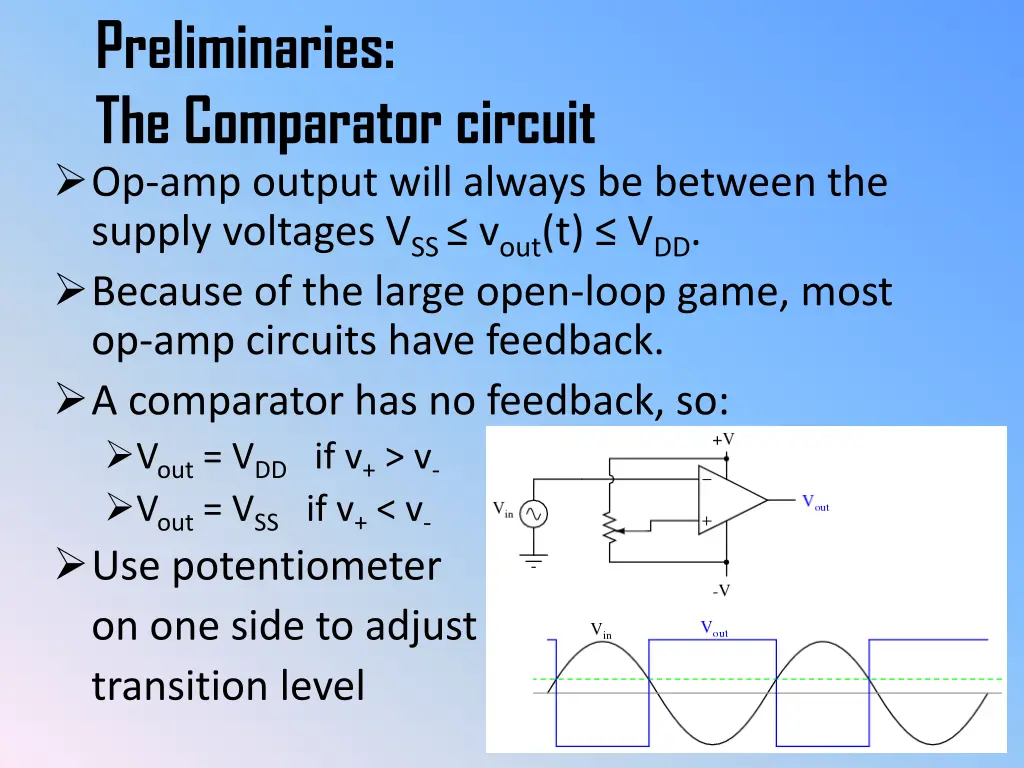 preliminaries the comparator circuit