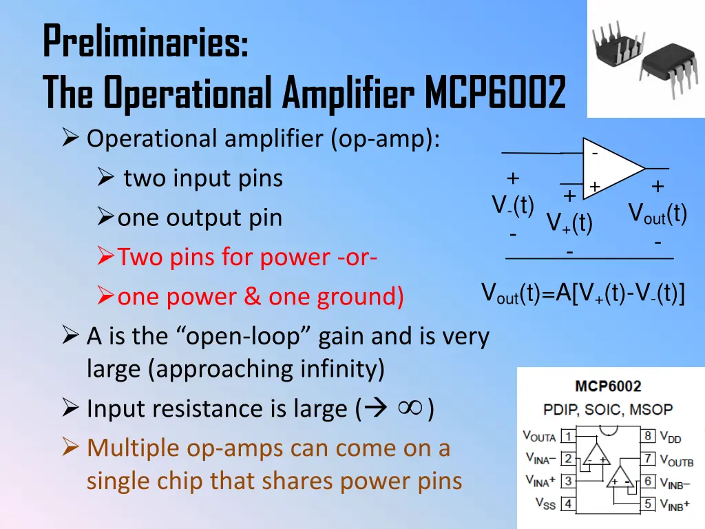 preliminaries the operational amplifier mcp6002