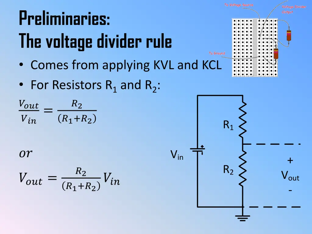 preliminaries the voltage divider rule comes from