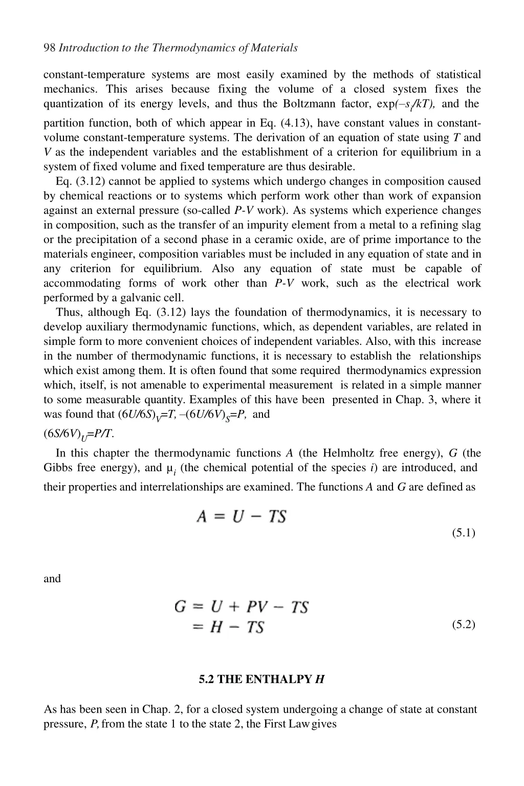 98 introduction to the thermodynamics of materials