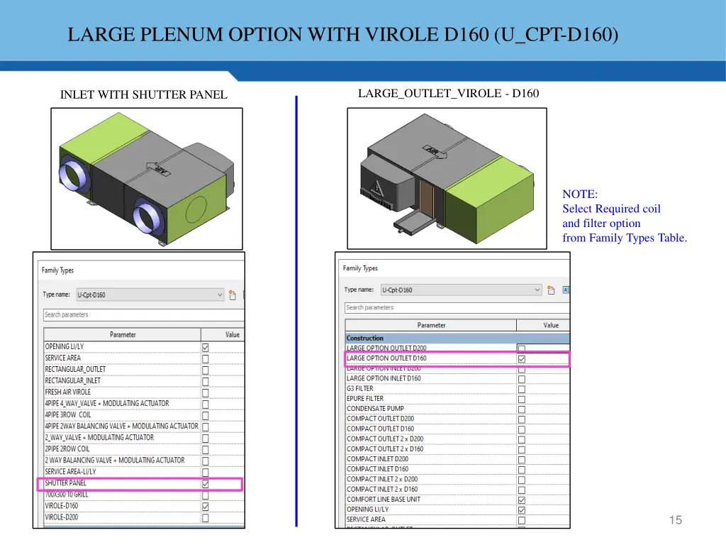 large plenum option with virole d160 u cpt d160