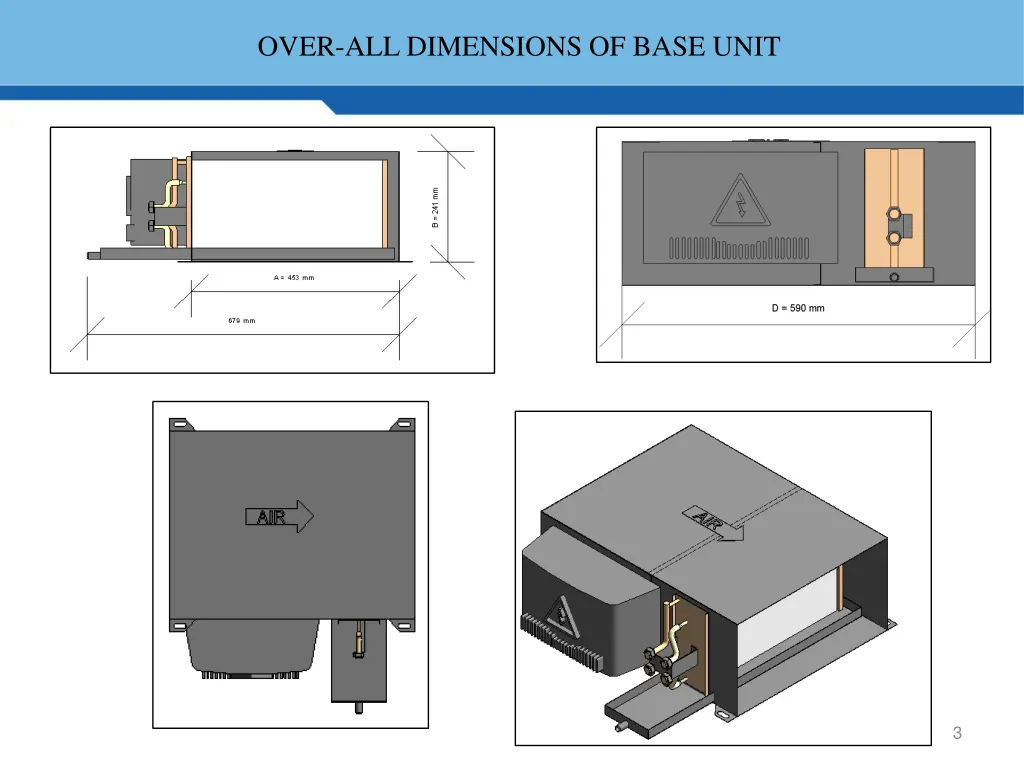 over all dimensions of base unit