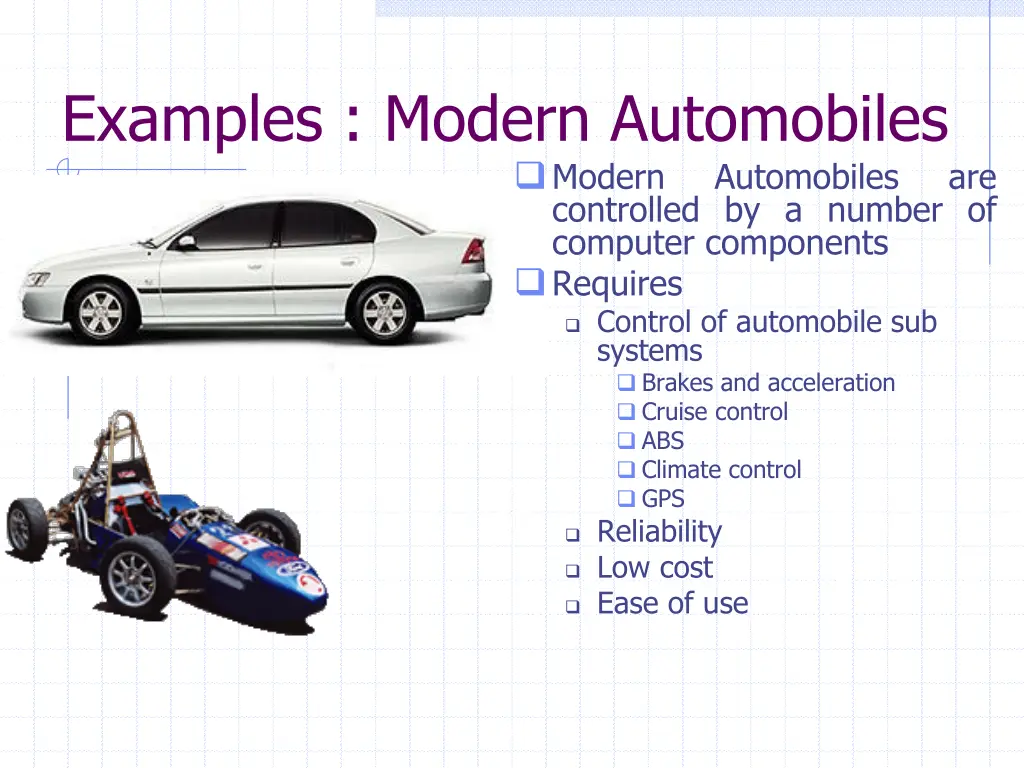 examples modern automobiles