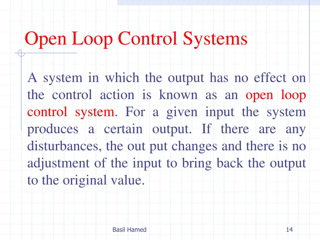 open loop control systems