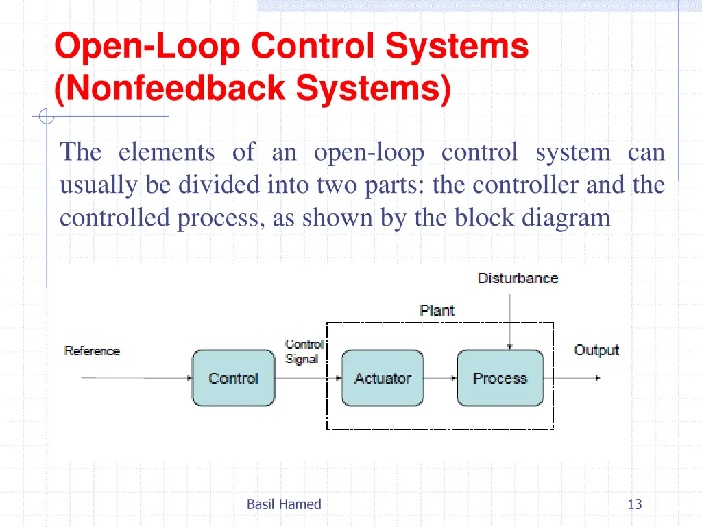 open loop control systems nonfeedback systems