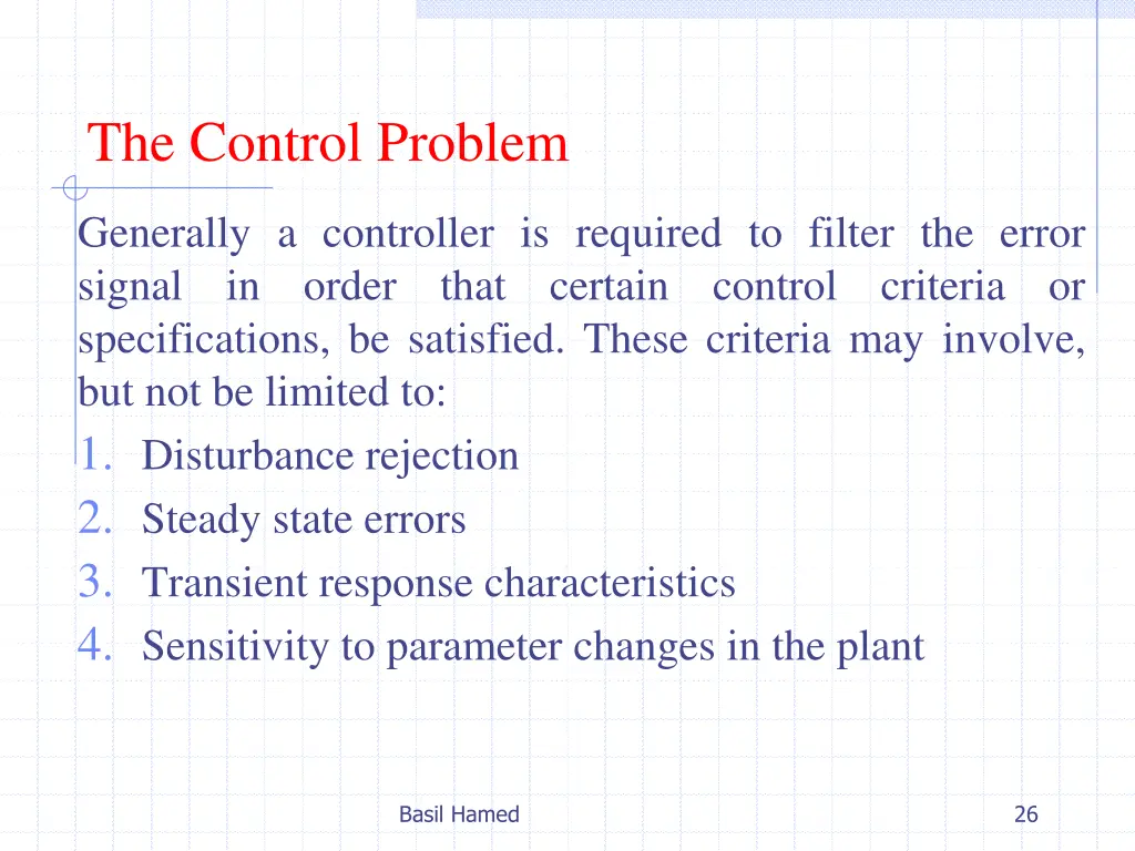 the control problem