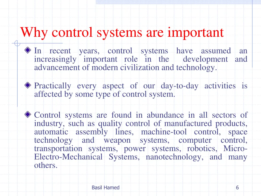 why control systems are important