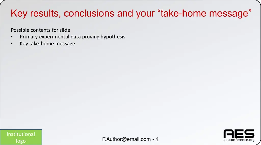 key results conclusions and your take home message