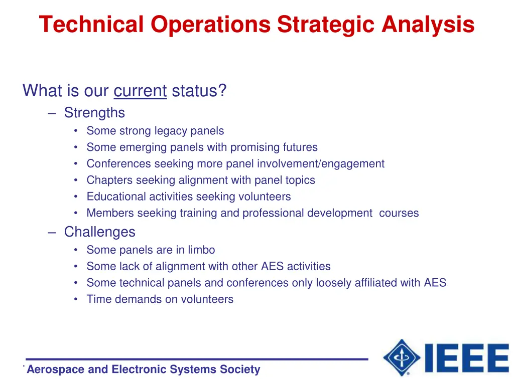 technical operations strategic analysis
